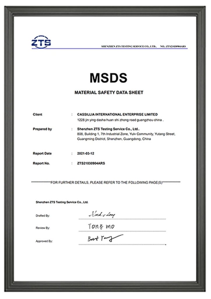 MSDS Certification