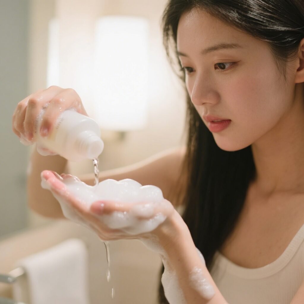 Lather Shampoo in Your Hands First