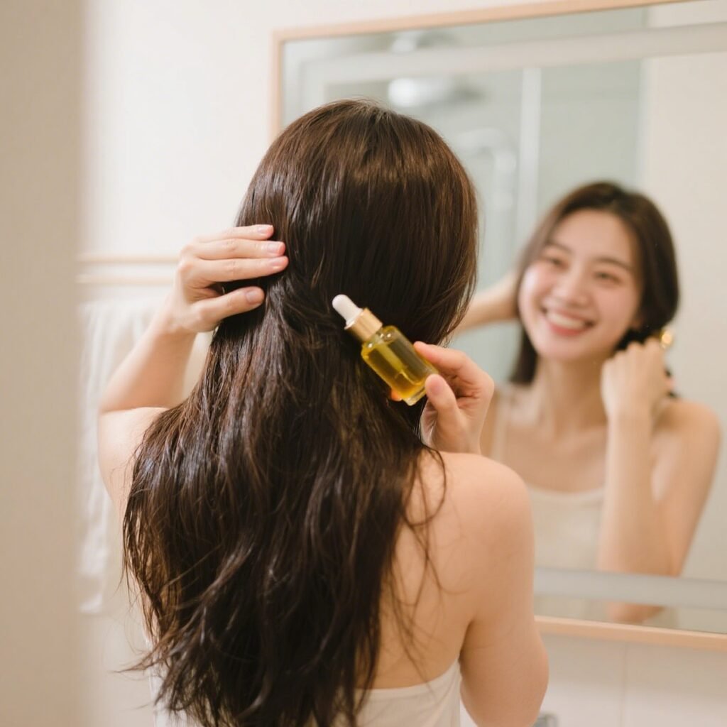Apply Hair Care Oil or Serum