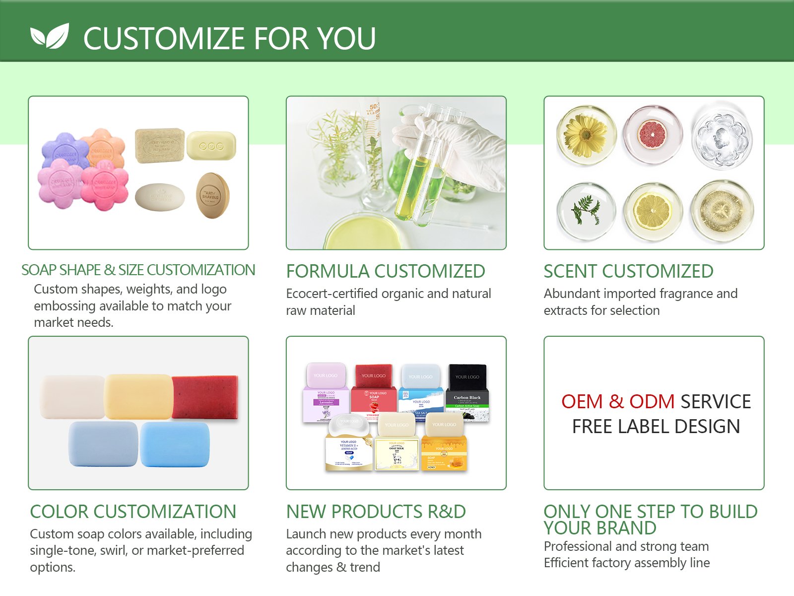 customization service for antibacterial soap packaging and formula
