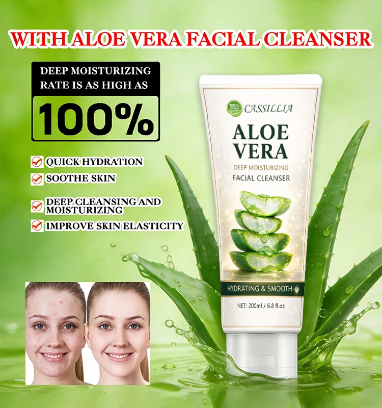 Daily skincare routine using aloe vera gel facial cleanser