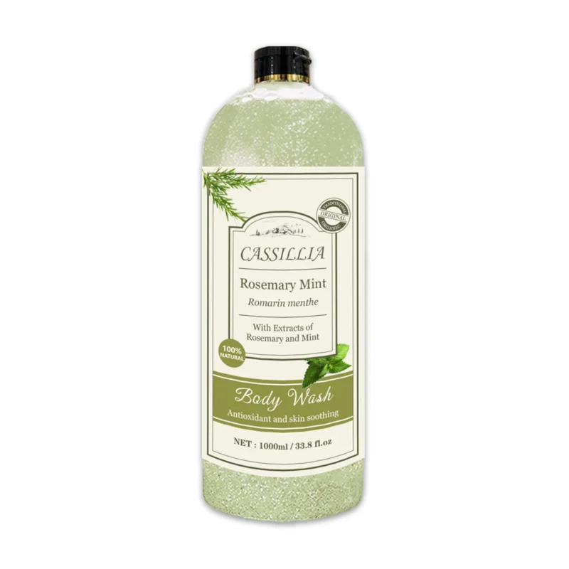 rosemary mint body wash bottle front packaging design